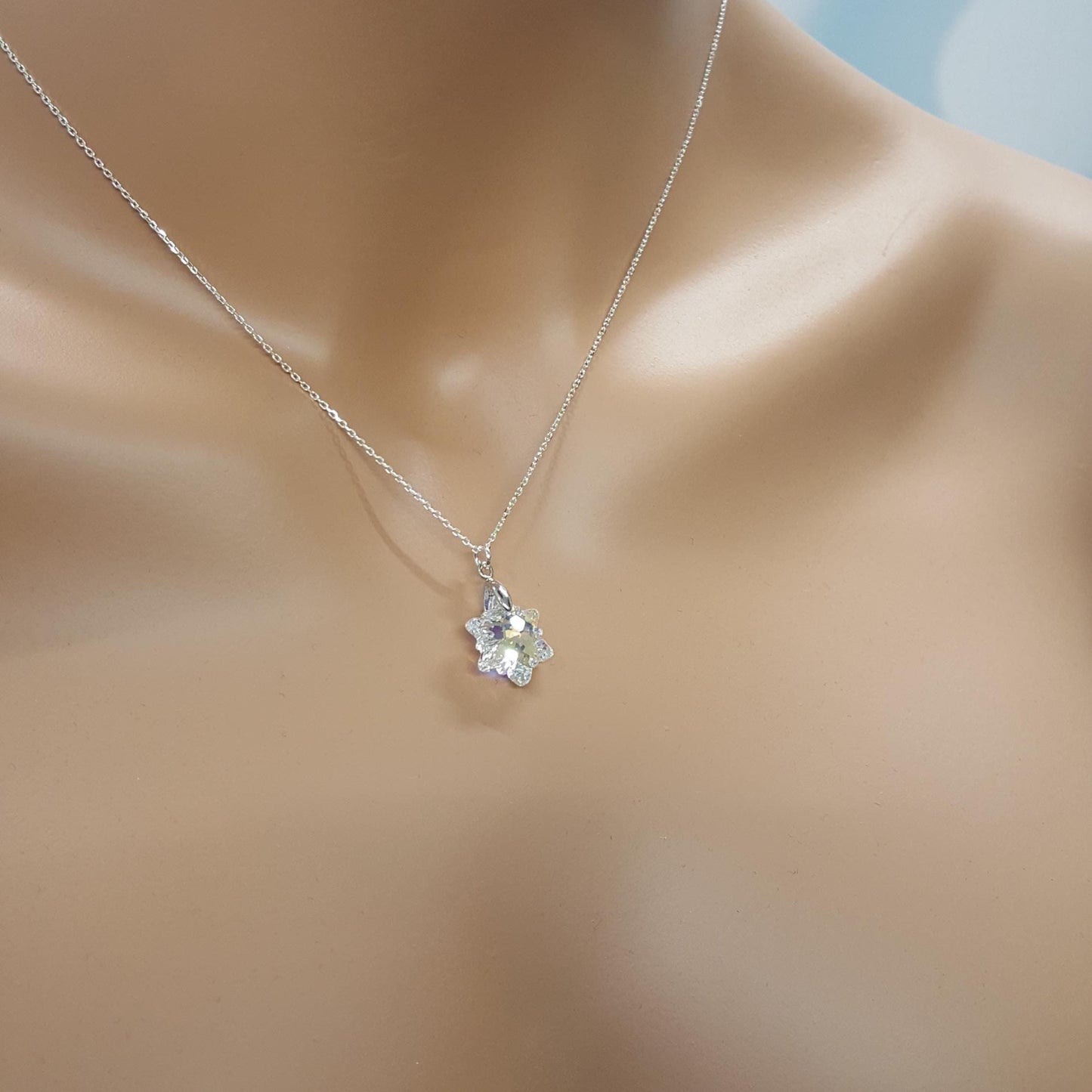 Snowflake Pendant Necklace - Christmas Gift Winter Jewelry for Her