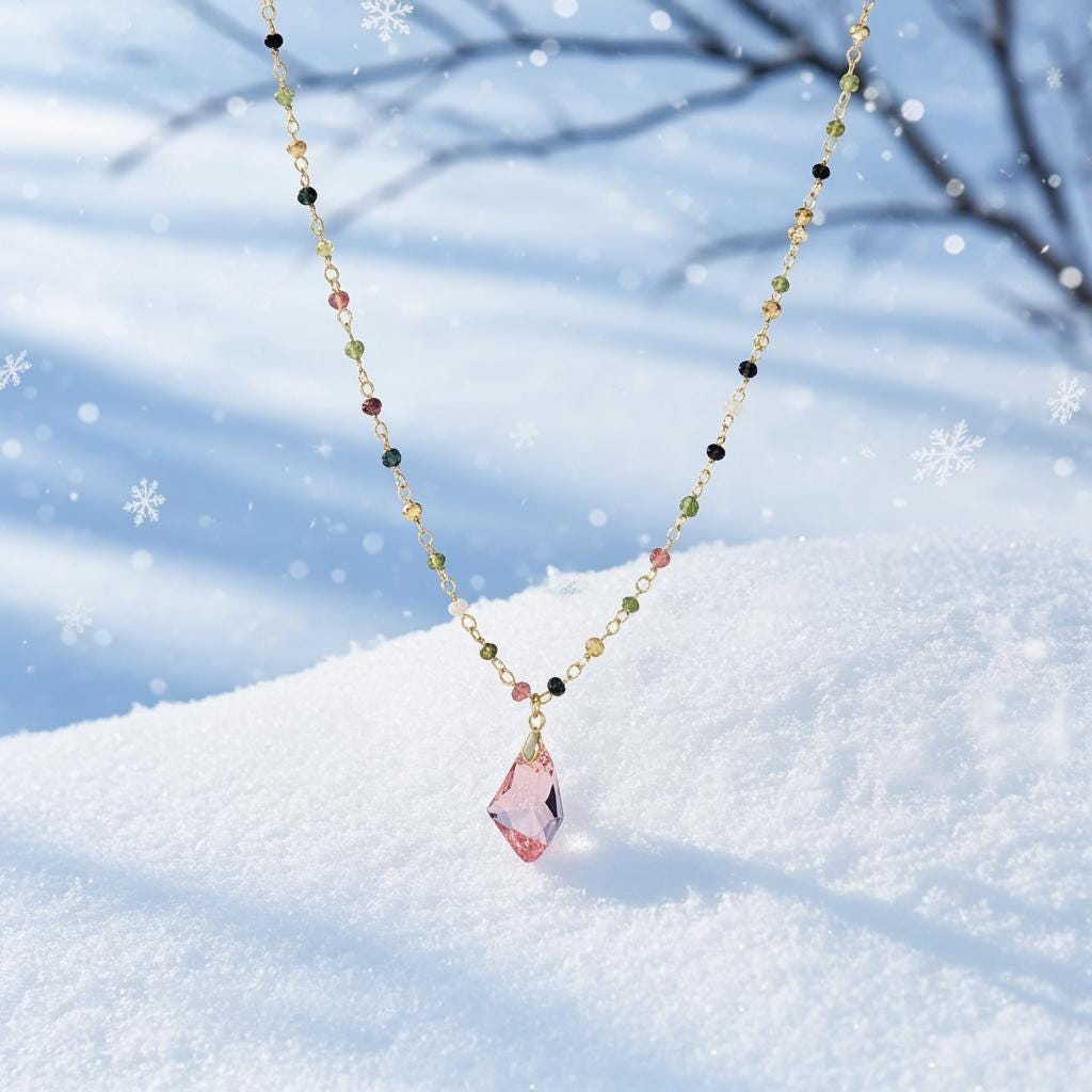 Gold Tourmaline Necklace - Austrian Crystal Gemstone Pendant