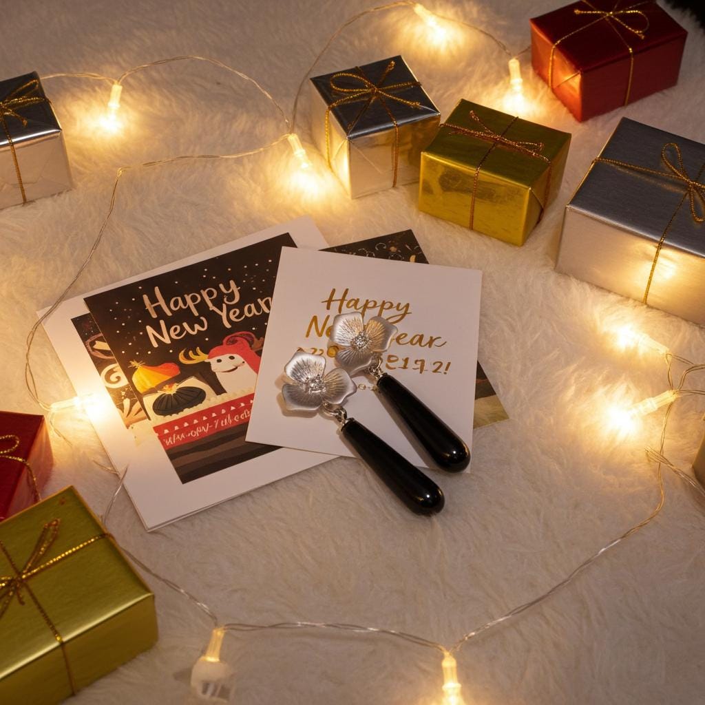 Black Onyx Teardrop Earrings - Sterling Silver Rhinestone Flower