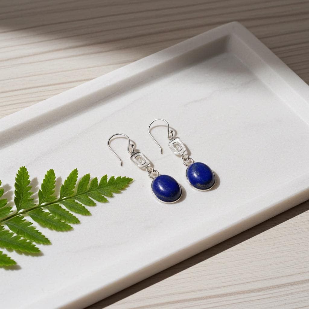 Lapis Lazuli Sterling Silver Drop Earrings - Natural Gemstone