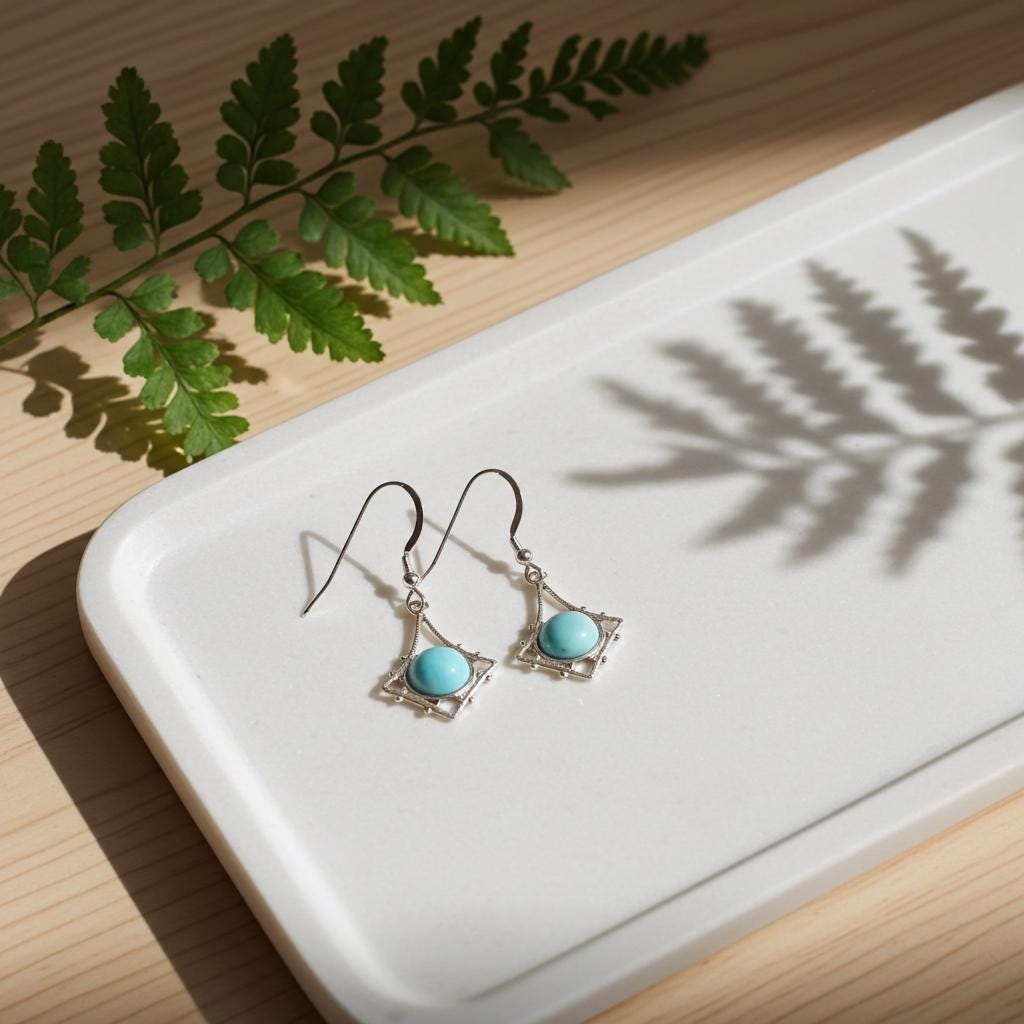Imperial Crown Turquoise Earrings - Sterling Silver Drop Earrings