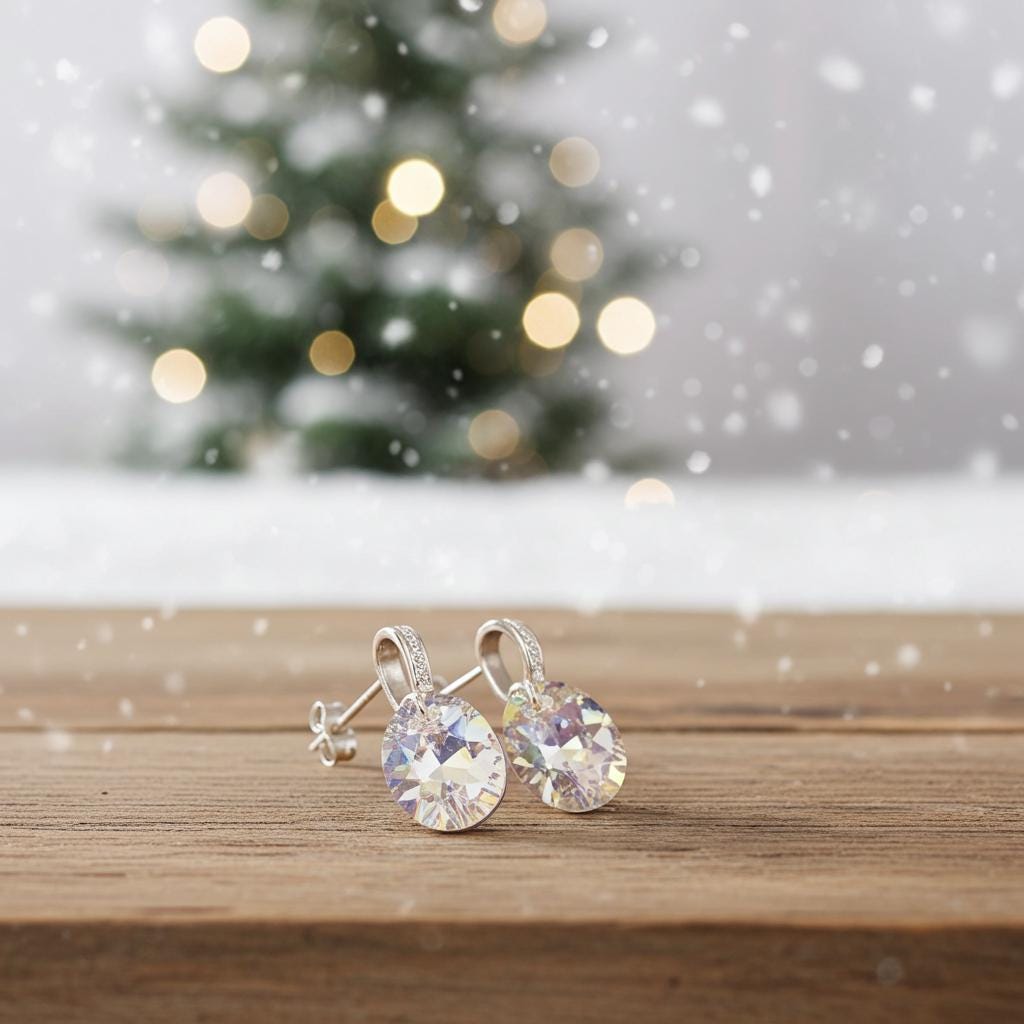 Small Crystal AB Post Earrings - Dainty Dangle Sparkle Studs