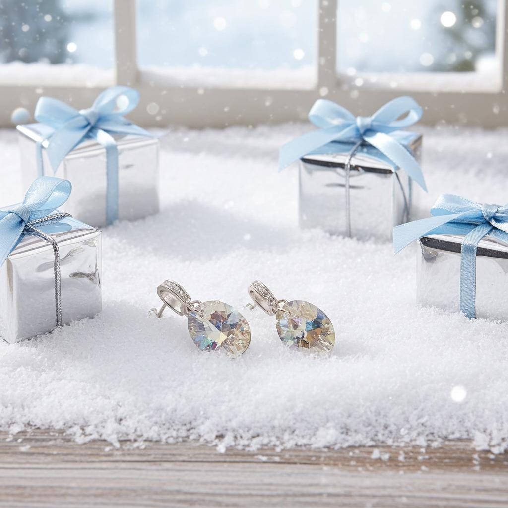 Small Crystal AB Post Earrings - Dainty Dangle Sparkle Studs