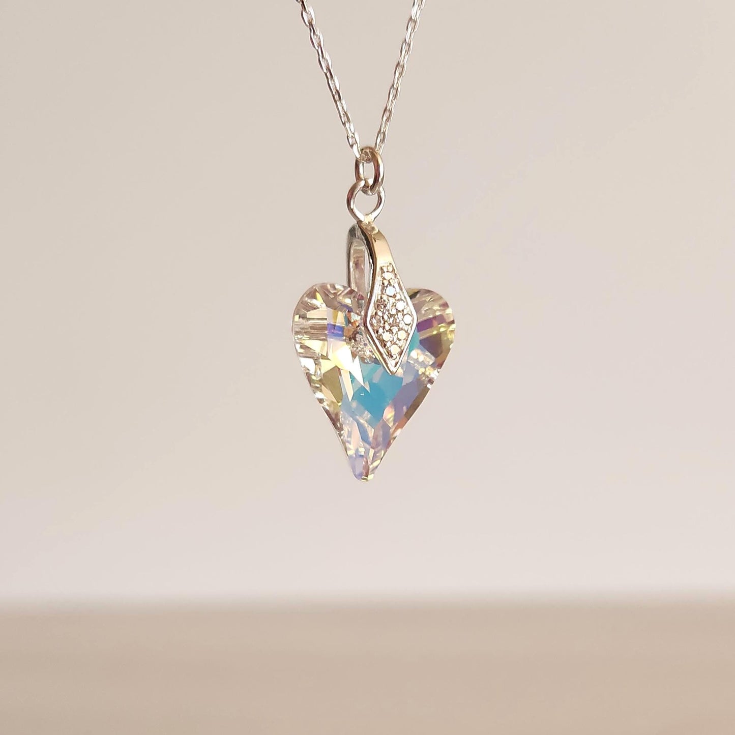 Crystal Heart Pendant Necklace - Elegant Bridal Gift Jewelry