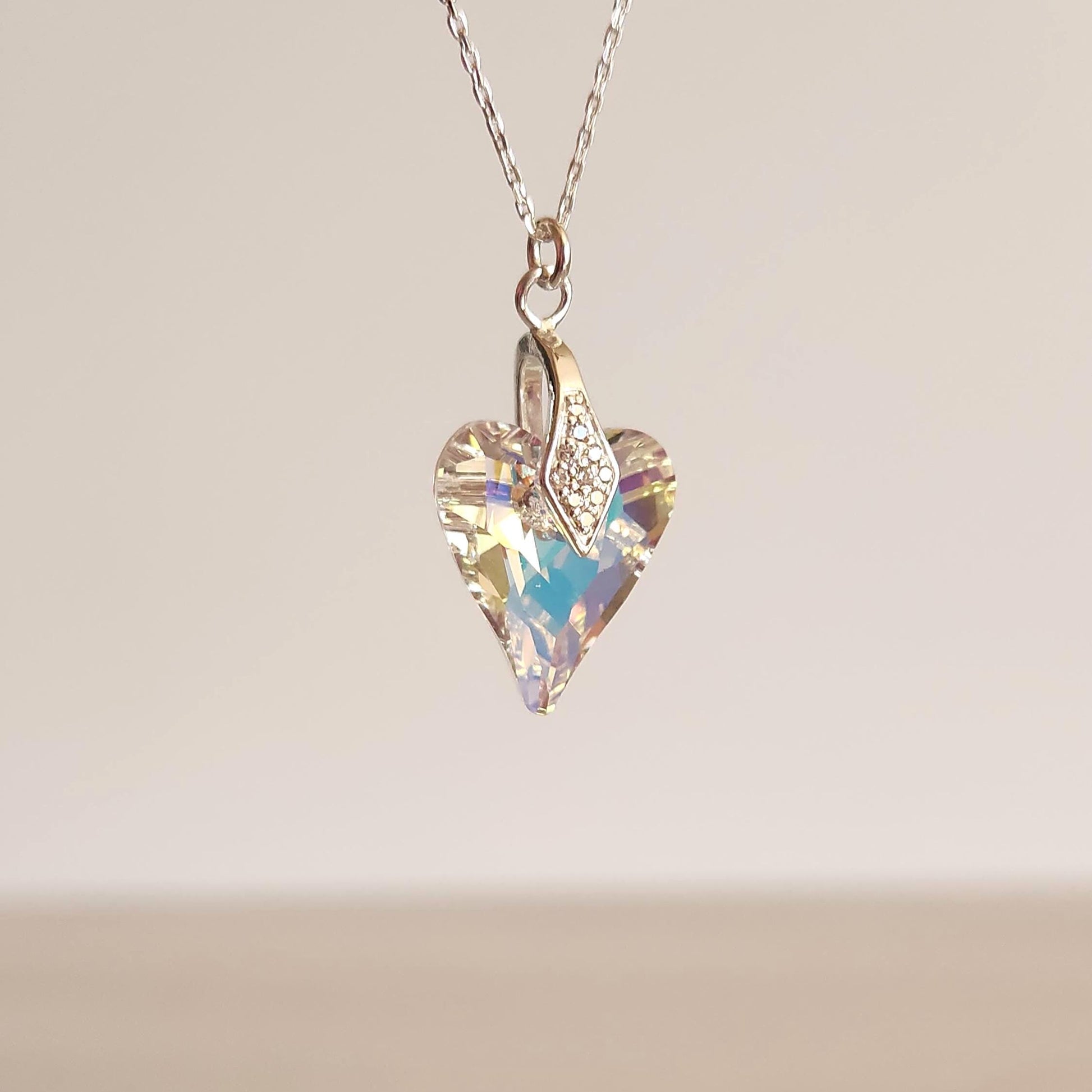 Crystal Heart Pendant Necklace - Elegant Bridal Gift Jewelry