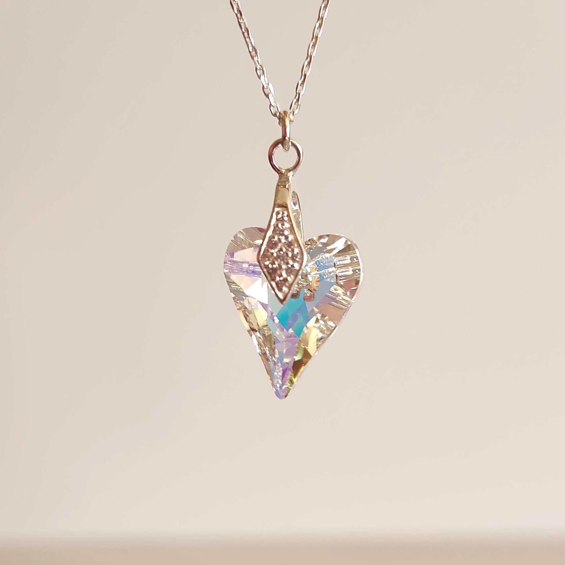 Crystal Heart Pendant Necklace - Elegant Bridal Gift Jewelry