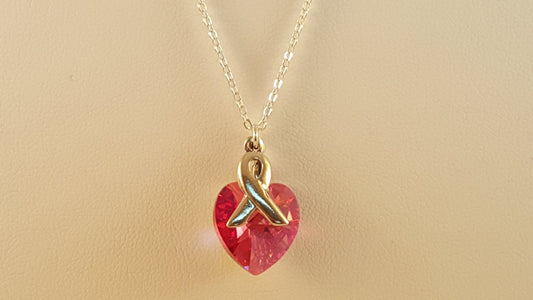Crystal Heart Pendant - Sterling Awareness Necklace